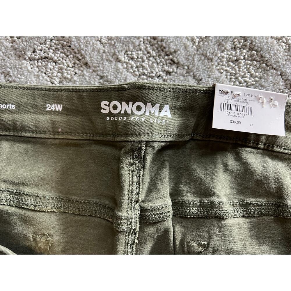 Sonoma Shorts Womens 24W Army Green Utility Boyfriend High Rise Denim Jean Fray - Picture 8 of 8